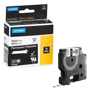 Image DYMO Beschriftungsbänder RHINO  18484, 19 mm schwarz auf weiß