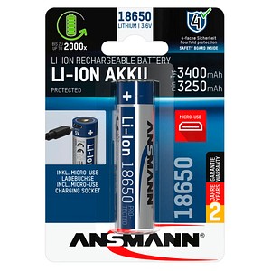 Image ANSMANN Akku 18650 Micro-USB 18650 3.400 mAh