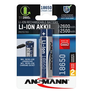 Image ANSMANN Akku 18650 Micro-USB 18650 2.600 mAh