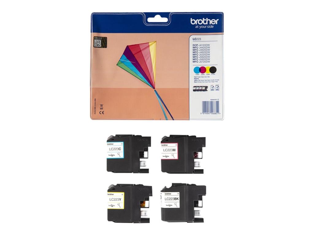 Image BROTHER LC223 4er Pack Schwarz, Gelb, Cyan, Magenta Tintenpatrone
