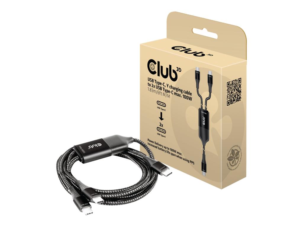 Image CLUB3D Club 3D - USB-Kabel - USB-C (M) bis USB-C (M) - 1.83 m - USB-Stromversor