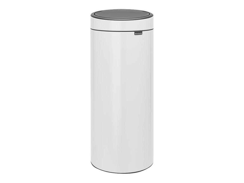 Image BRABANTIA Touch Bin - 30L Rund Kunststoff - Edelstahl Weiß (11 51 41)