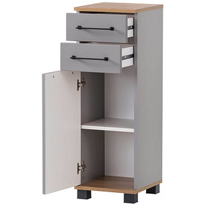 Image MÖBELPARTNER Badschrank Jelda 154217 platingrau, eiche-landhaus 30,3 x 32,6 x 88,1 cm