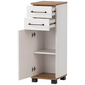 Image MÖBELPARTNER Badschrank Jelda 154177 eiche landhaus, weiß 30,3 x 32,6 x 88,1 cm