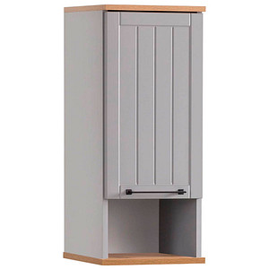 Image MÖBELPARTNER Bad-Hängeschrank Jelda 154165 platingrau, eiche-landhaus 30,3 x 32,6 x 180,9 cm