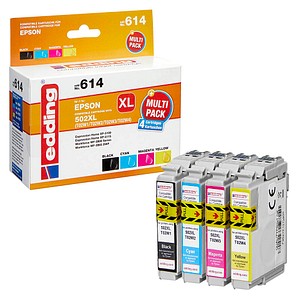 Image edding EDD-614  schwarz, cyan, magenta, gelb Druckerpatronen kompatibel zu EPSON 502XL/T02W64, 4er-Set