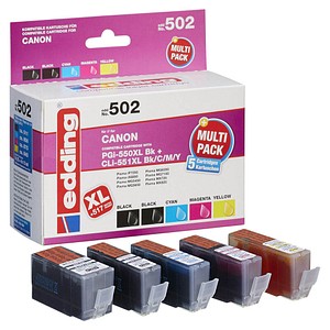 Image edding EDD-502  schwarz, cyan, magenta, gelb Druckerpatronen kompatibel zu Canon PGI-550 XL BK, CLI-551 XL BK/C/M/Y, 5er-Set