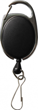 Image JOJO - Ausweishalter Ausweisclip Schlüsselanhänger ovale Form, Metallumrandung und Schlaufenclip aus Metall, Farbe: schwarz - 10 Stück