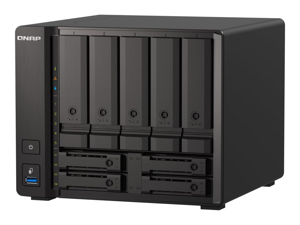 Image QNAP 9-bay NAS, AMD Ryzen V1500B 4C 8T 2.2GHz, 32GB DDR4 SODIMM, 5 x 2.5"/3.5" 