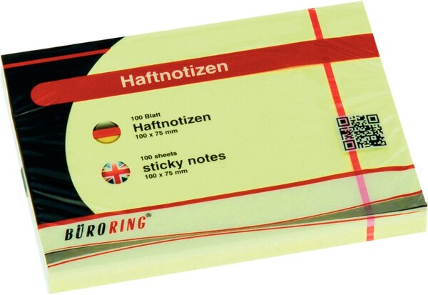 Image Büroring Haftnotiz FSC 100 Blatt pastellgelb 100x75mm