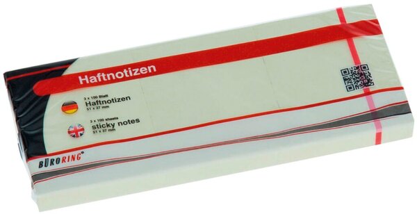 Image Büroring Haftnotiz FSC 100 Blatt pastellgelb 50x40mm 1x3 Blocks