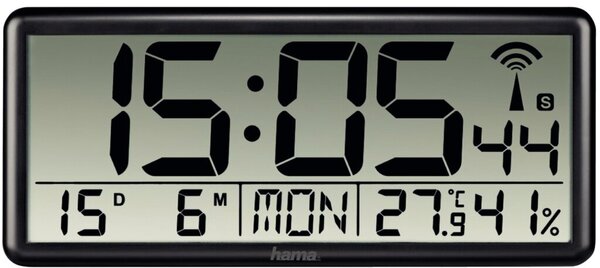 Image digitale Funkwanduhr "Jumbo", schwarz inkl. 4 AA Mignon Batterien