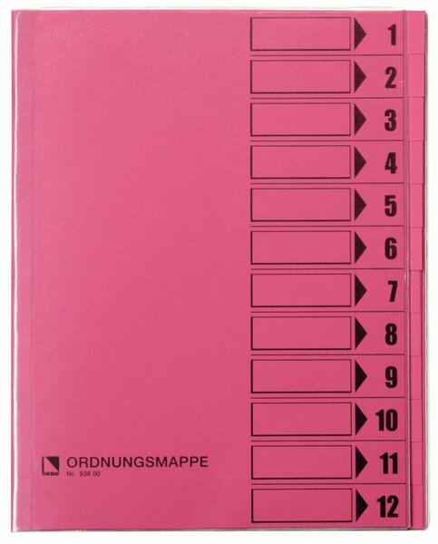 Image Ordnungsmappe, 12 Fächer, rosa, A4, Mappe - Karton 250 g/m2, mit