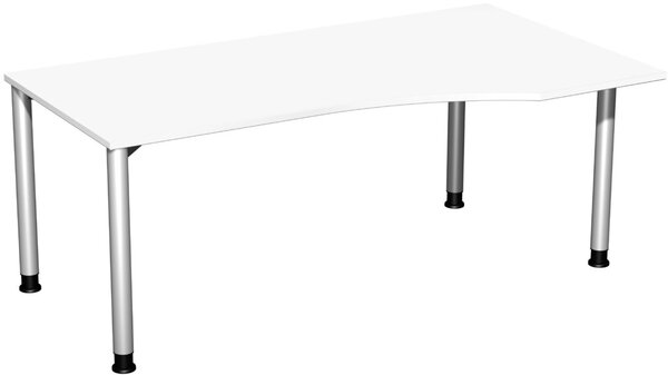 Image Schreibtisch rechts weiß/weißalu 4-Fuß Flex, BxT: 1800x800/1000mm