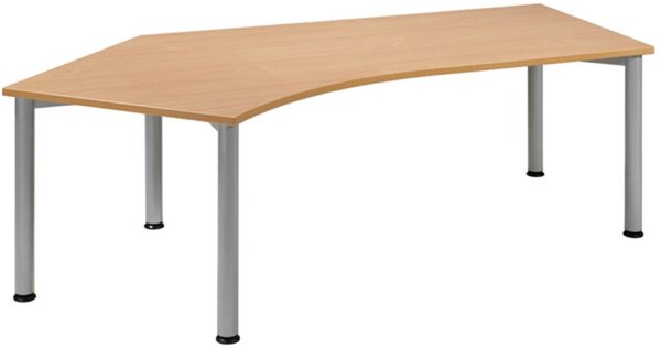 Image Schreibtisch 135° links Buche/weißalu 4-Fuß Flex, BxT: 2166x800/1130mm