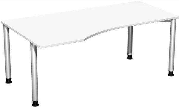 Image Schreibtisch links wei0/weißalu 4-Fuß Flex, BxT: 1800x800/1000mm