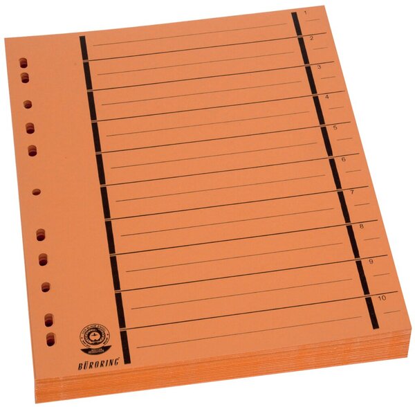 Image Büroring Trennblätter A4 orange vollfarbig, schwarzer Orgadruck