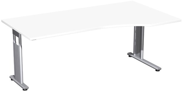 Image PC-Tisch rechts weiß/silber C-Fuß Flex, BxT: 1800x800/1000mm