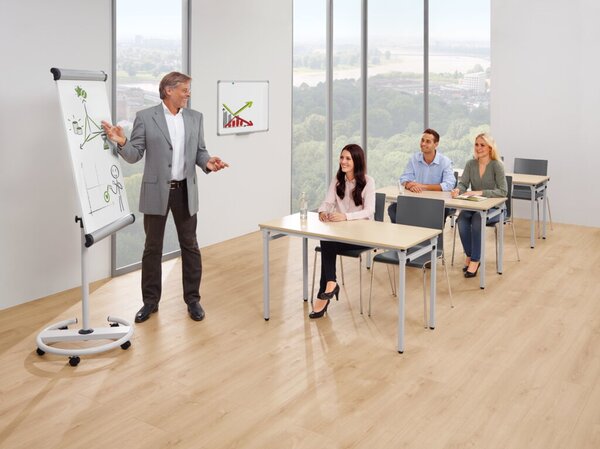 Image Klapptisch, 1600 x 800, ahorn/alusilber, 4 Fuß