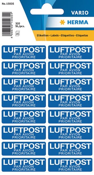 Image Textetiketten mit Luftpost 20 Blatt = 1 Pack