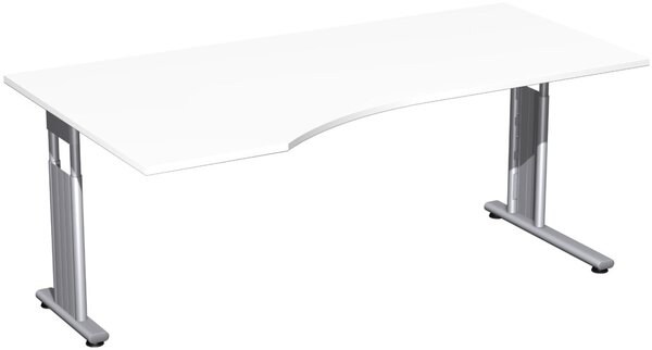 Image PC-Tisch links weiß/silber C-Fuß Flex, BxT: 1800x800/1000mm