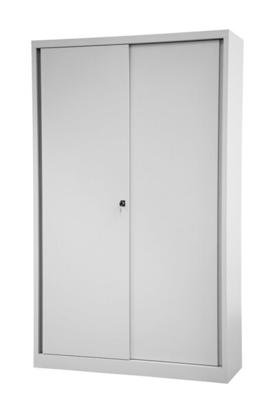 Image Schiebetürenschrank ECO, 4 Fachböden 5 Ordnerhöhen, lichtgrau