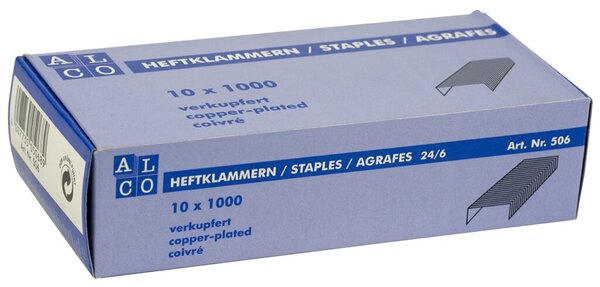 Image Alco Heftklammern 24/6 1000er verkupfert