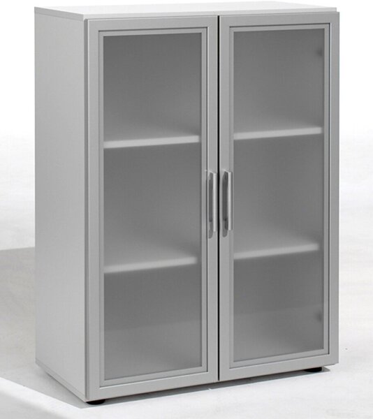 Image Flügeltürenschrank mit Glastür 3 OH 80 cm Breite, Lichtgrau, Flex