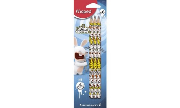 Image Maped Motiv-Bleistift RABBIDS mit R adierer, 6er Blisterkarte (82850045
