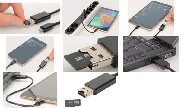 Image ednet OTG USB 2.0 Daten- & Ladekabe l mit Micro SD-Kartenslot (8031517)