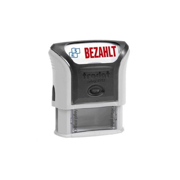 Image Stempel Printy Motiv/Text BEZAHLT Abdruck: blau/rot 46x17mm