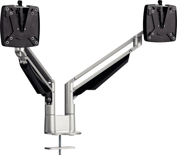 Image Doppelter Monitortragarm CLU DUO C Silber + Tischbefestigung,