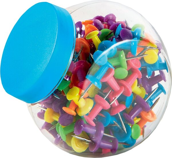 Image Pinwandnadel Neon farbig sortiert 150 Stück, mit farbigem Deckel