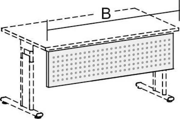 Image Sichtblende gelocht Silber Tischbreite 1800, C-Fuß Flex
