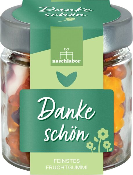 Image Naschlabor Fruchtgummi "Dankeschön" 120g Glas