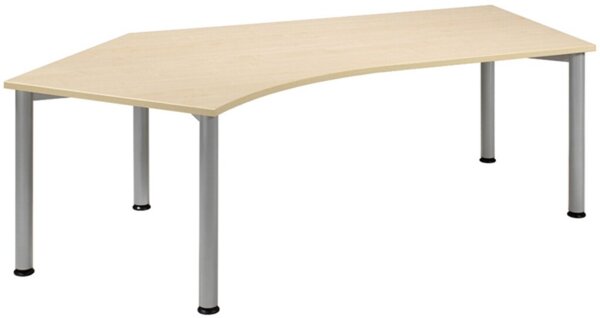 Image Schreibtisch 135° links Ahorn/weißalu 4-Fuß Flex, BxT: 2166x800/1130mm