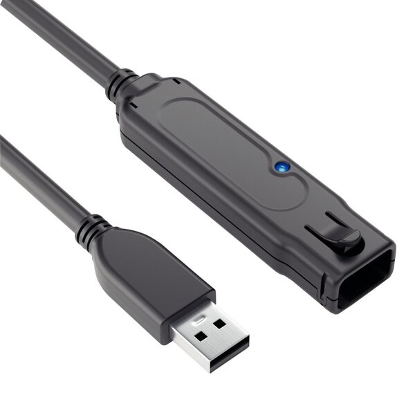 Image USB-3.1-Kabel, Aktiv, Verlängerung, Gen 1, schwarz, 15 m, 5Gbps und 3A