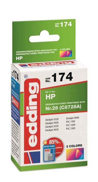 Image Edding Tinte 174 HP 28 farbig Ersetzt: HP C8728A, No.28