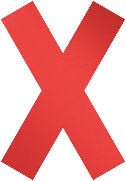 Image Hinweisaufkleber Form Kreuz ablösbar signalrot, abriebfest, strapazierfähig