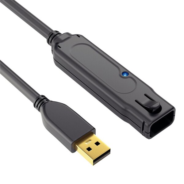 Image USB-2.0-Kabel, Aktiv, Verlängerung, schwarz, 6 m, 480Mbps und 0,5A