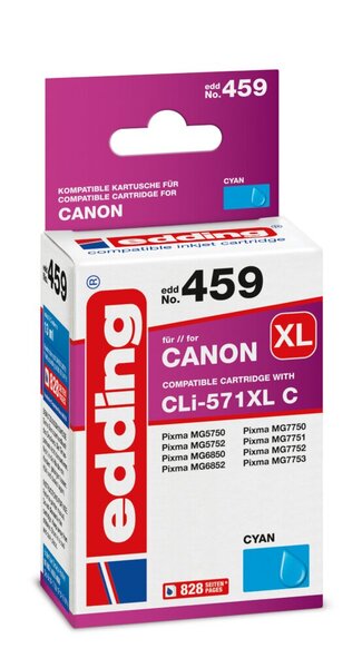 Image Edding Tinte 459 Canon 571XL cyan Ersetzt: Canon CLI-571XL, No.571XL