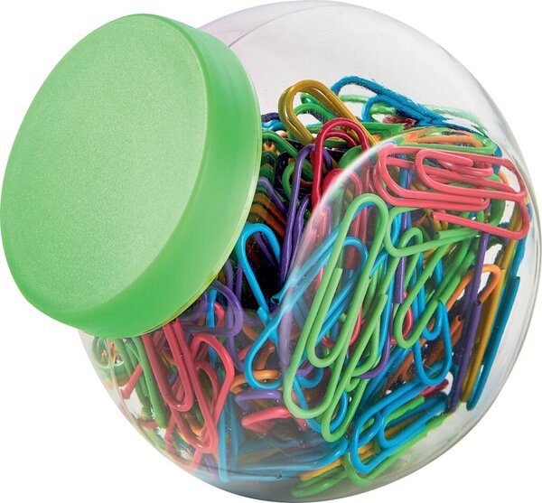 Image Briefklammern sortiert Neon, 26mm 200er Dose, plastiküberzogen, rund,