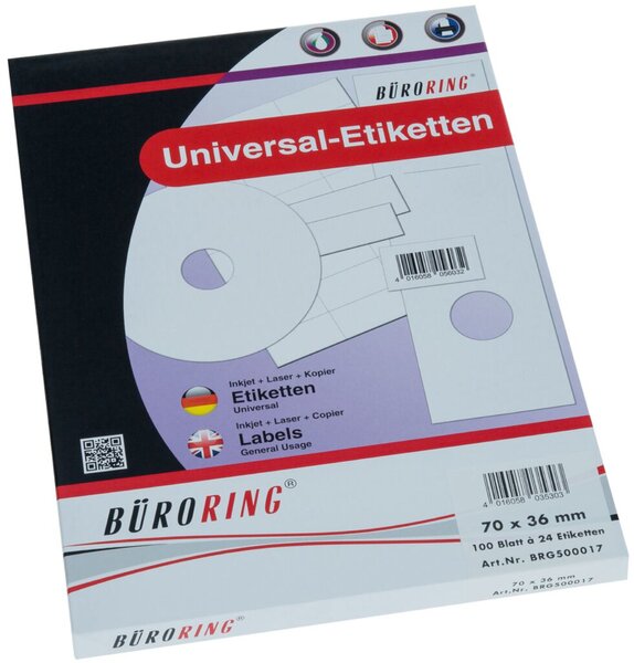 Image Büroring Etiketten, A4, 70 x 36mm, 2400 Etiketten
