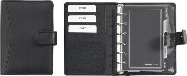 Image Bind Systemplaner A7 Nappaleder sw ohne Kalender, mit Druckknopf