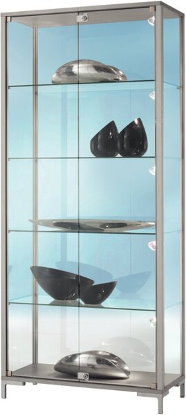 Image Standvitrine 800 Dekor Silber mit vollverglastem Vitrinenteil
