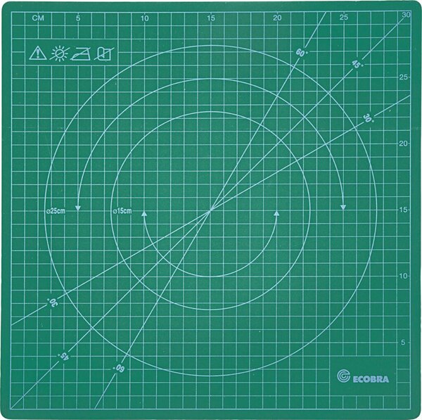 Image Rotierende Schneidematte 31,5x31,5cm, grün, 6-lagig, Skalierung 30 x 30 cm.