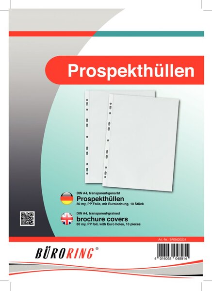 Image Büroring Prospekthülle A4 PP-Folie 80my genarbt 10er