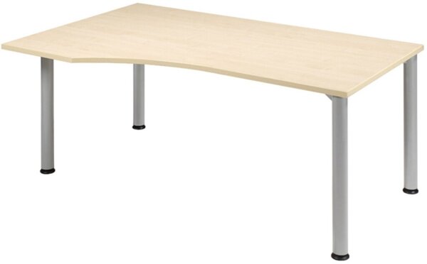 Image Schreibtisch links Ahorn/weißalu 4-Fuß Flex, BxT: 1800x800/1000mm