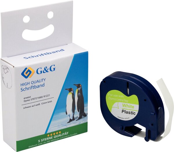 Image Premium Schriftband 12mm/4m, komp. zu 91221/S0721660, schwarz auf weiß