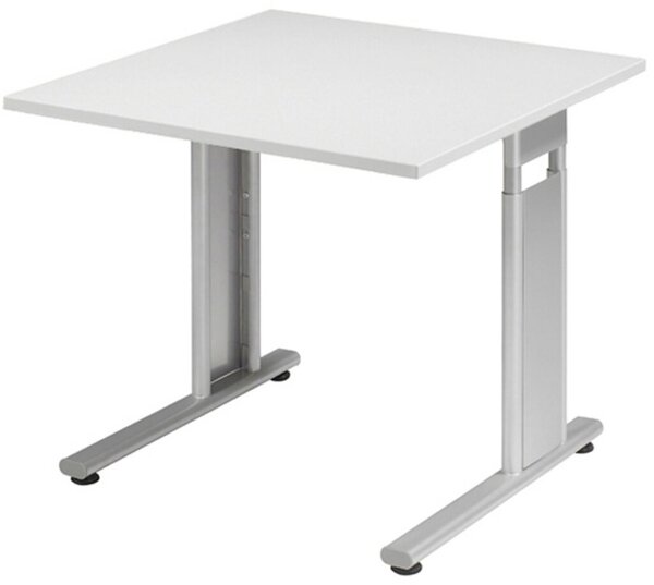 Image Arbeitstisch C-Fuß Flex Lichtgrau/ Silber, höhenverstellbar,